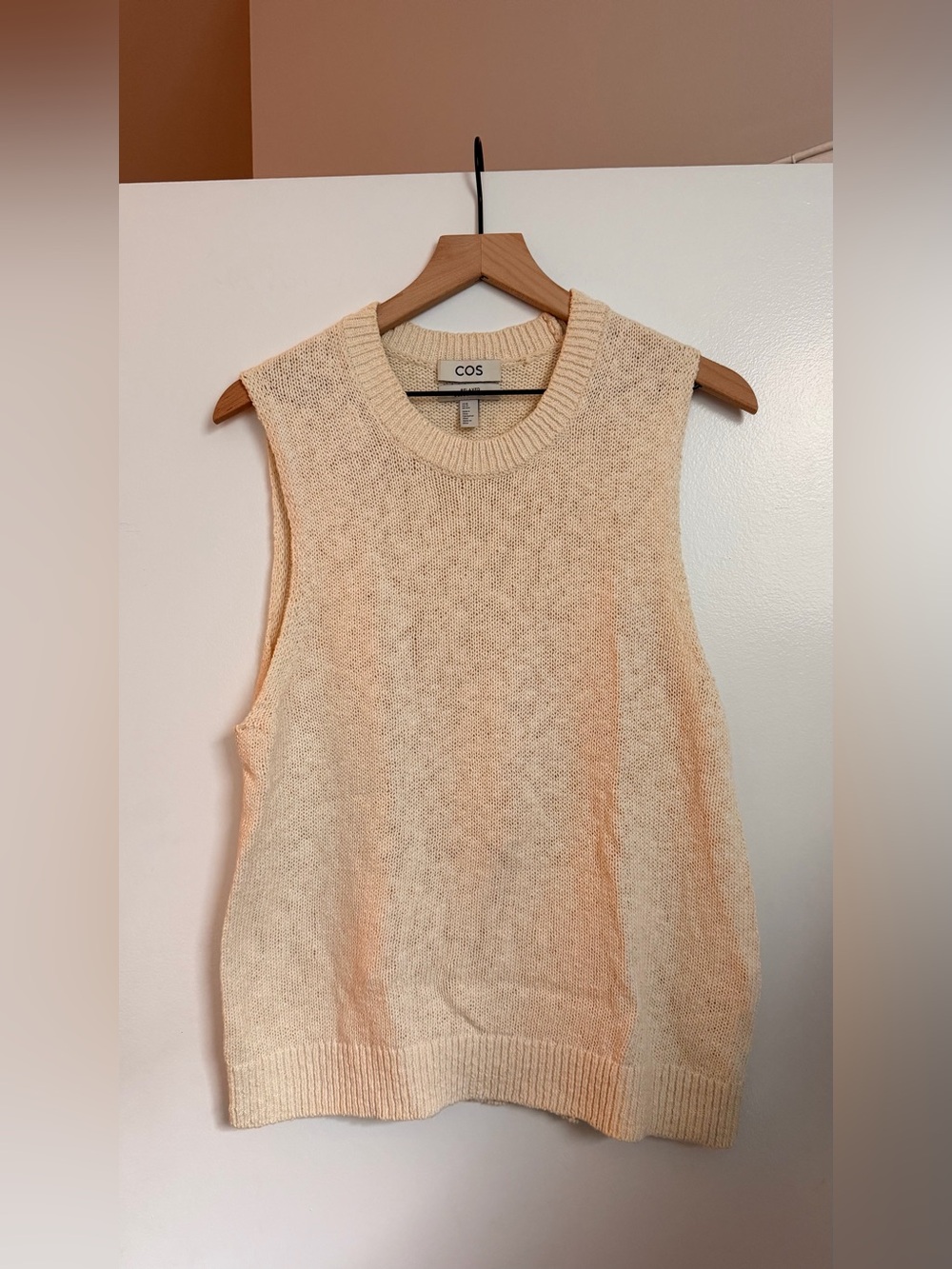 COS Cream Sleeveless Knit Tank Top in Linen